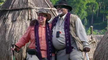 Travel Over 50 - Team Hazard Dancing at Bena Village in Indonesia - cropped