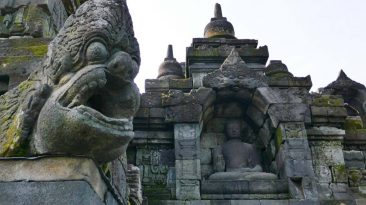 Gargoyle at Borobudur, and Ancient Temple on the Island of Java, Indonesia
