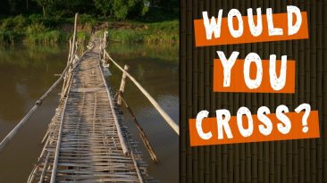 Crossing a Rickety Bamboo Bridge on the Mekong in Luang Prabang, Laos #shorts